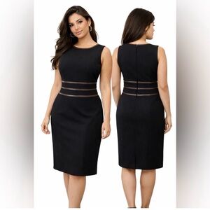 Lauren Ralph Lauren Black Dress with Leather Striped Accents